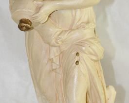 Vintage Woman with Water Jug Signed Statuary (17”H)