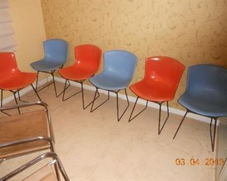 6 Knoll MCM Fiber Dining Chairs in Blue and Orange