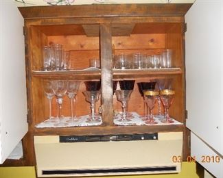 Glass Ware and Stemware and Vintage Range Hood