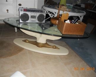 Glass Top Coffee Table with Swan Base