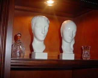 Lenox porcelain heads, plus some of the crystal