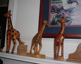 Many giraffe's and other animal collectibles