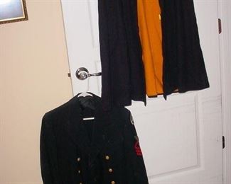 Vintage Navy Officer uniform, and early nurses cape, cap and more