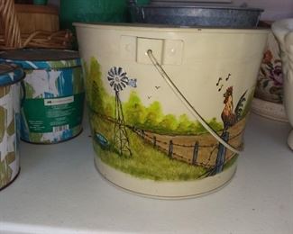 Hand painted farm bucket