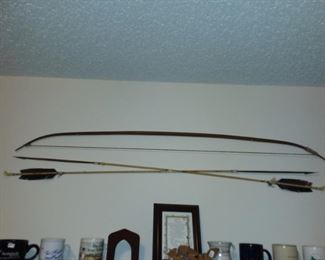 Handmade tribal bow and arrows set