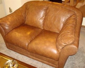 Leather love seat.