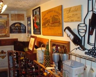 Items in wine cellar.