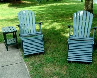 Adirondack chairs and tables. 