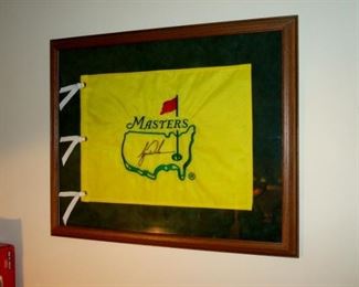 Tiger Woods signed Masters flag.