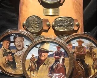 John Wayne Collector Plates and Belt Buckle Collection