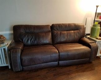 Faux leather reclining electric sofa and selling matching chair, as well!.