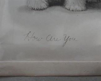 Vintage Levin Dauchin How Are You? Fox Terrrier Print Signed Framed #2