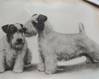 Vintage Levin Dauchin How Are You? Fox Terrrier Print Signed Framed #2