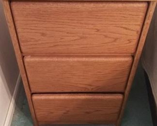 Pair of wooden three drawer nightsands