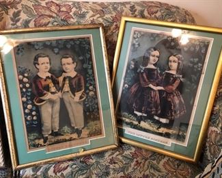 Antique prints of twins