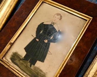 Miniature young master with his crop watercolor