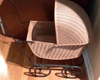 Reproduction baby carriage, all metal....cute!
