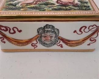 Capodimonte porcelain hand-painted trinket box.