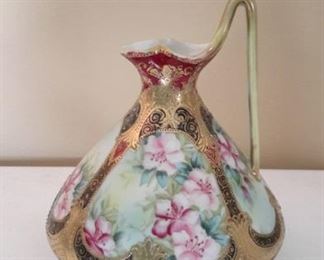 Nippon hand-painted moriage pitcher.