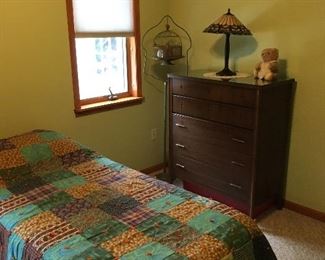 1960s Bedroom Set (Highboy & Lowboy Dressers) with Mirror and Bed