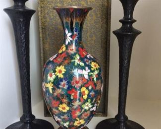 Pottery Barn Candlesticks and Asian Vase https://ctbids.com/#!/description/share/208977