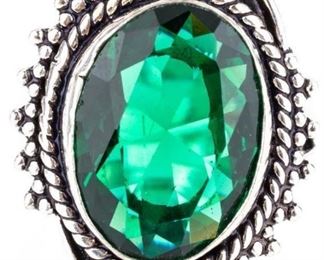 Lot 85 - Jewelry Sterling Silver & Chrome Diopside Ring