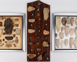 Lot 118 - Lot of Native American Arrowheads, Speartips & Axe