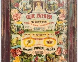 Lot 263 - Art - Vintage Lord’s Prayer &10 Commandments Print