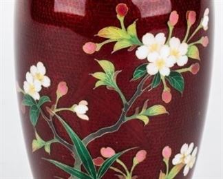 Lot 187 - Vintage Japanese Guilloche Cloisonne Vase