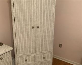 WICKER ENTERTAINMENT CENTER WITH STORAGE