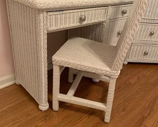 WICKER 4 DRAWER DESK AND CHAIR