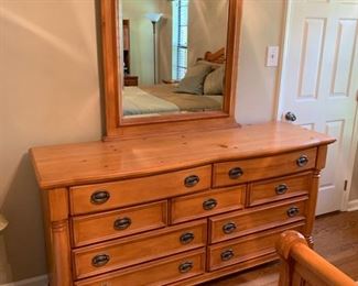 TRIPLE DRESSER WITH HUGE MIRROR AND 9 DRAWERS