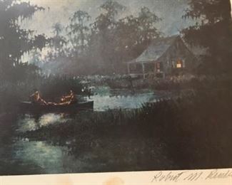 Bad Picture of a very Dark Moonlit Night Scene by Robert Rucker. Signed and numbered very "South Louisiana" I've not seen this print in a sale before.