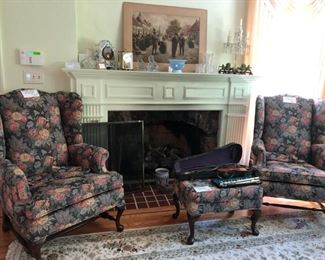 Wing Chairs, Art, Clocks