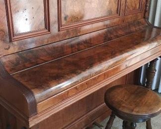 Gorgeous burl wood antique piano