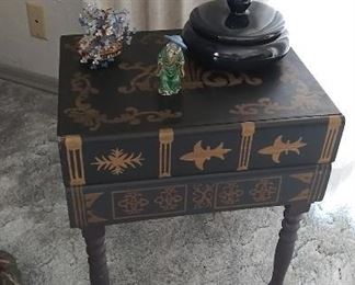 Painted black/gold side table with drawers