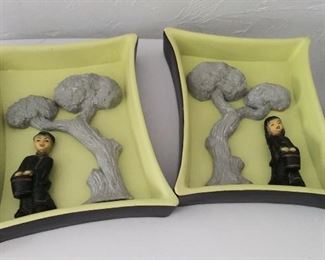 Vintage chalkware wall hangings