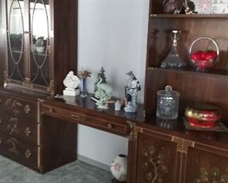 Jasper Cabinet Company Asian style secretary desk, china cabinet breakfront