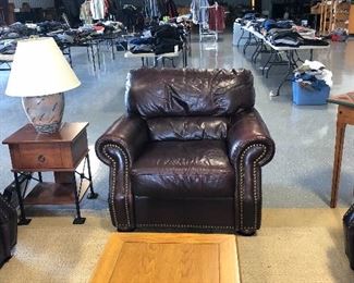 Leather chair, side table