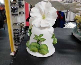 White Cascade Petunia bell by Jeanne Holgate (small chip on leaf)