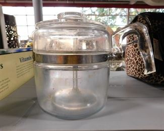 Vintage glass coffee pot with insert & lid