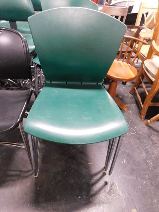 Thonet green stack chairs