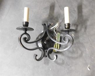 Assorted black iron 2 light wall sconces several available