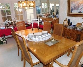 formal dining set with cane back chairs