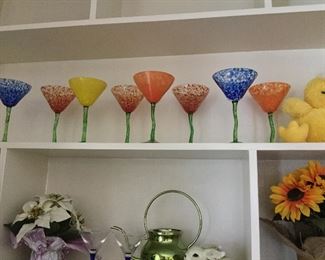 Handmade glass martini glasses
