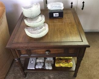 End table with drawer, lower shelf