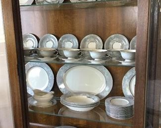 Large set dishes with soft grey color trim