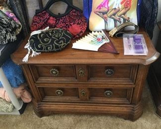 One of two night tables, side cabinets, match dresser