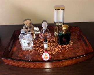 Table Tray with perfume bottles