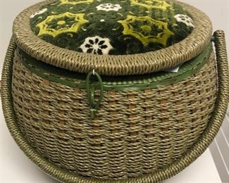 sewing basket filled with sewing notions